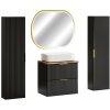 Comad Kúpeľňová zostava Casad Nature Magic s doskou, umývadlom, skrinkami a zrkadlom 60 cm čierna
