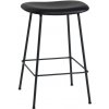 Muuto Barová stolička Fiber Stool 65cm Tube Base, black leather