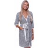 Šedý a smetanový lehký dámský župan vzor jaguár 1G0579 šedá XXL + První výměna zboží zdarma.