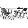 AJ Produkty Jedálenská zostava: stôl 1530x760 mm + 6 čiernych skladacích stoličiek