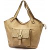 Dámska kožená kabelka cez rameno VS 016 pieskovo sfarbená, nákupná taška 45 x 32 x 15 cm