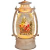 Lampáš MagicHome Vianoce Retro, LED teplá biela, so santom na saniach, s trblietkami, biely, 3xAA, plast, 13x11x24 cm