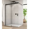 RONAL CADURA BLACK CAW2 ATYP 140 - 200cm ľavý walk-in sprchový kút / sprchová stena s posuvným dielom, profil čierny, sklo číre, CAW2GSM20607