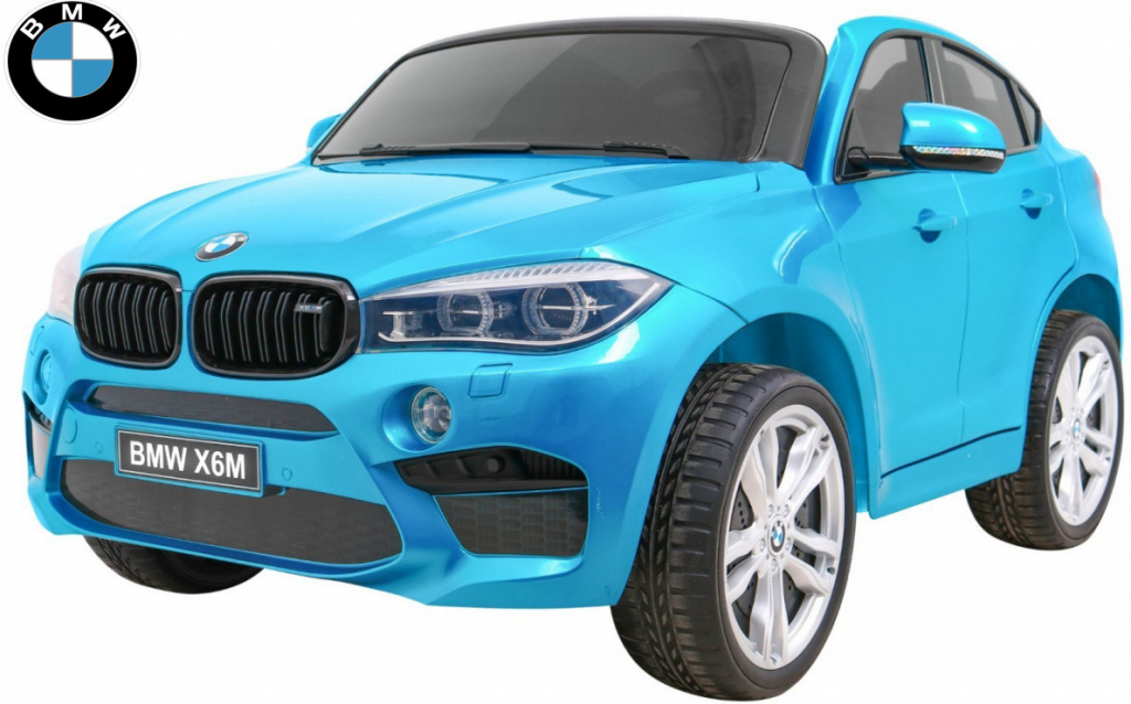 Joko elektrické autíčko BMW X6M lakované penové kolesá dvojmiestne kožené sedadlo USB modrá