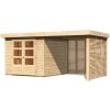 LANIT PLAST drevený domček KARIBU ASKOLA 3,5 + prístavok 240 cm vrátane zadnej a bočnej steny (9147) natur LG3248 – cena za ks
