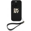 Obal DKNY PU Leather Stack Logo Wrist Strap Apple iPhone 16 Pro DKHCP16LPBSWSK čierny