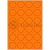 Labelea Samolepiace etikety kruh 40x40 mm signálne farebné papierové, na hárku A4, pre laserovú tlač, Farba etikiet Signálna oranžová, Počet hárkov v balení 100 EPY999040SO024S