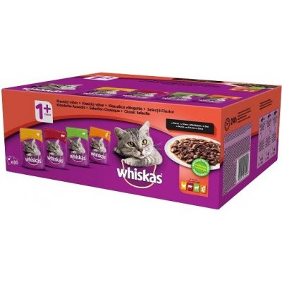 Whiskas klasický výber v šťave pre dospelé mačky 80 x 100 g od 40,9 € -  Heureka.sk