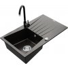 MEXEN/S MEXEN/S - Cesar granitový drez 1 s odkvapkávačom vrátane batérie Telma, čierna/zlatý 6514-75-670200-70