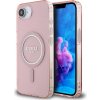 Guess - IML Glitter Circle MagSafe obal na iPhone 16e - ružový