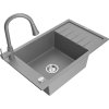 Mexen Elias, 1-komorový granitový drez 795x480x200 mm a drezová batéria Elia, šedá, 6511-71-670101-71