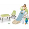 Set šmykľavka s vodnou hrou a stôl so stoličkou Toboggan GM Slide Life Smoby dĺžka šmyku 150 cm a vedro set Delfín