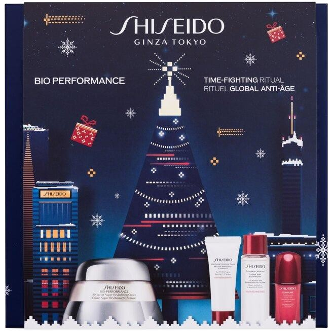 Shiseido Bio-Performance Time-Fighting Ritual darčekový set denný pleťový krém Bio-Performance 50 ml + pleťová čistiaca pena Clarifying Cleansing Foam 15 ml + pleťové tonikum Treatment