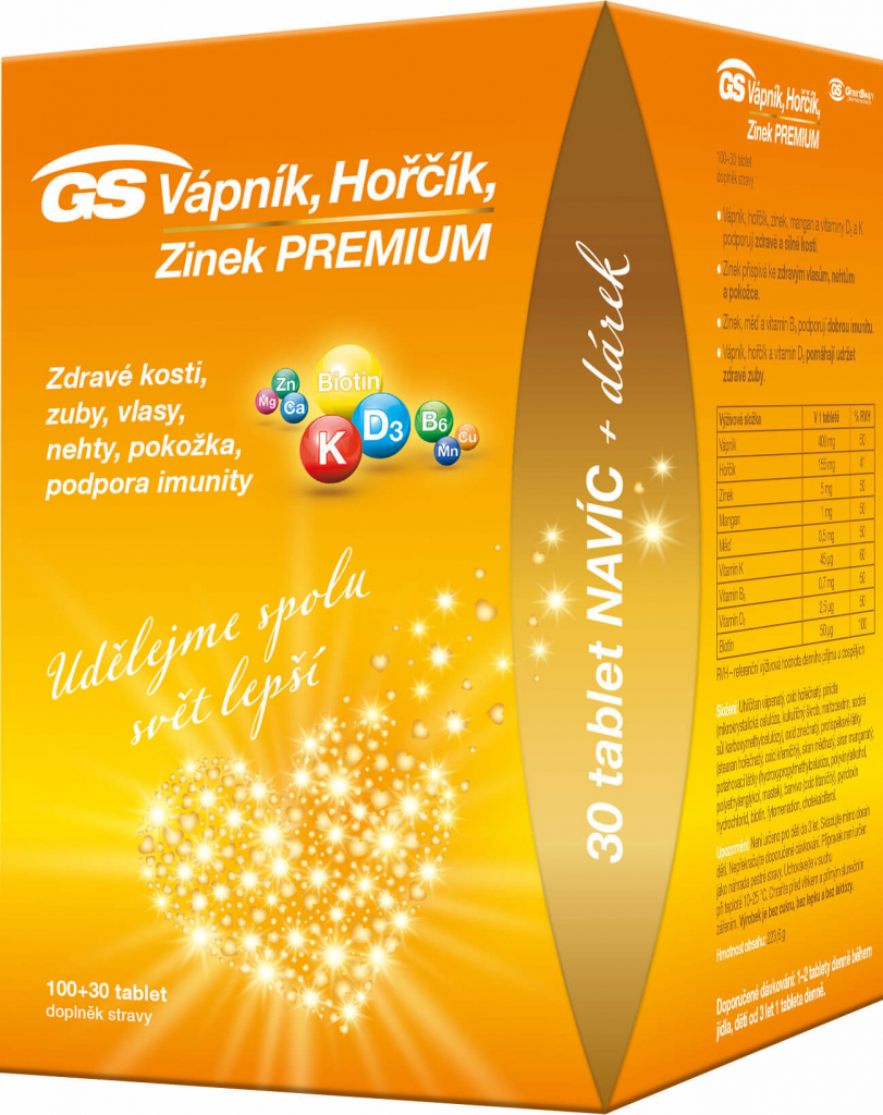 GS Vápnik Horčík Zinok Premium 130 tabliet od 6,95 € - Heureka.sk