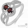 Nefertitis Prsteň strieborný s brúseným granátom a zirkónmi Ag 925 013424 GT - 52 mm (US 6), 3,4 g