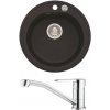 Alveus SET A562 Carbon 91 / Chróm SETA562 - Drez Granitový Niagara 10 - pr.510mm, vanička 400x380x175mm, Carbon 91 + bateria Ruta, Chróm