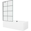 Mexen Cube obdĺžniková vaňa 170 x 80 cm s obkladom a 1-krídlovou sprchovou zástenou 100 cm, Čierny vzor - 550517080X9510007077