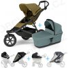 Set 5v1 Thule Urban Glide 3 Nutria green 2024 + vanička Mid blue + pláštenky + ochranná sieť