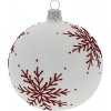 Vianočná ozdoba sklenená guľa Ø 8 cm biela
