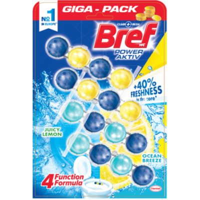 BREF Power Aktiv Giga Pack Ocean + Lemon, tuhý wc blok 4 x 50 g