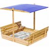 Pieskovisko so strieškou a lavičkami PIESTRA5- zatváracie 150cm Farba striešky: Modrá, Farba pieskoviska: Hnedá