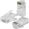 Qoltec 100 x RJ45 konektor | CAT5e | UTP | PassThrough | Pozlátené kontakty | 100 kusov