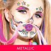 Metalická glam tetovačka na tvár - lebka a hviezdy