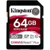 KINGSTON 64GB Canvas React Plus SDHC UHS-II 300R/260W U3 V90 for Full HD/4K/8K