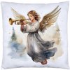 J&W Vianočná obliečka Anjel s trúbkou – nebeský motív v zlatej harmónii 40x40 cm