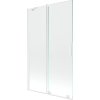 Mexen Velar paraván vaňový 2-krídlový zasúvací 110 x 150 cm, transparentný, biely - 896-110-000-01-20