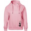 Zamilovaná mačka spredu - Oversized mikina dámská Moon - kratšia + širšia - XS ( Ružová )