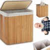 Stojanový kôš na bielizeň Tadar 105 l bambusový, dvojkomorový