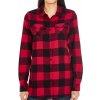 Dámska flanelová košeľa Burnside - Červená s čiernou 3XL
