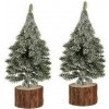 Vianočná dekorácia Stromček na kláte, 19 cm, srienistý, SET 2 KS