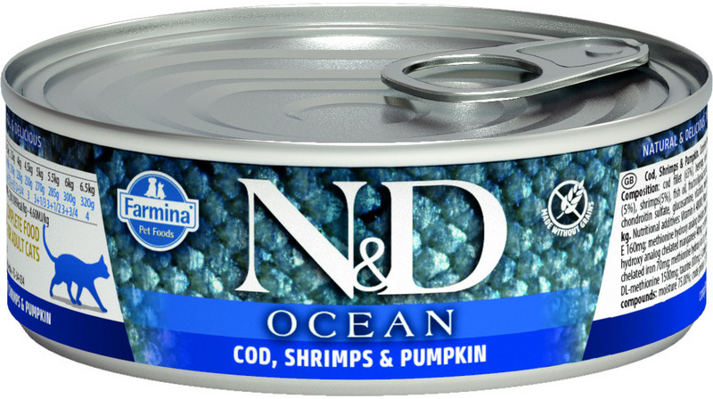 N & D CAT OCEAN Adult Tuna & Cod & Shrimp & Pumpkin 80 g