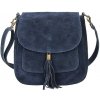 Mondo Italia Kožená kabelka na rameno 1147 modrá Made in Italy Modrá