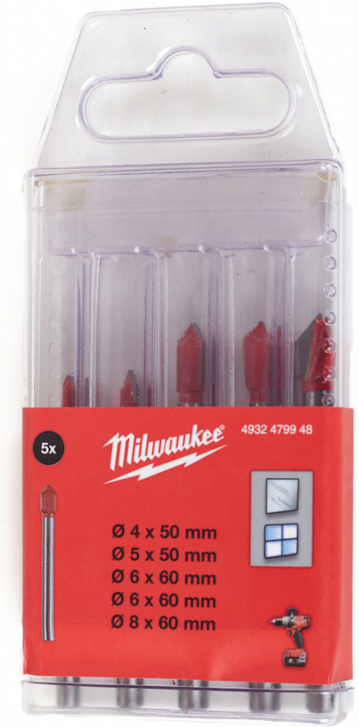 Milwaukee Sada vrtákov na sklo a keramiku (4,5,2,6,8mm/5ks) 4932479948