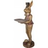 Clayre & Eef Zlatá antik dekorácia králik s podnosom - 19*15*52 cm - Clayre & Eef
