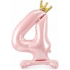 PartyDeco Stojaci fóliový balón číslo 4 84cm svetlo ružová