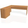 Hobis Pracovný stôl Gate, ergo, pravý, 180x75,5x200 cm, jelša/jelša