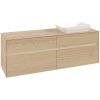 VILLEROY & BOCH Collaro závesná skrinka pod umývadlo na dosku (umývadlo vpravo), 4 zásuvky, s LED osvetlením, 1600 x 500 x 548 mm, Nordic Oak, C122B0VJ