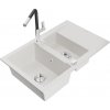 MEXEN/S MEXEN/S - Gaspar granitový drez 1.5 s odkvapkávačom vrátane batérie Flora, biela 6507-20-670401-07