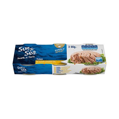 Sun & Sea Tuniak v slnečnicovom oleji 3 x 80 g