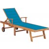 Zahradní lehátko s modrou poduškou masivní teak Modrá 3063010