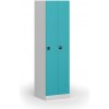 Kovová šatníková skrinka S1 zúžená, 2 oddiely, 1850 x 500 x 500 mm, demont, zámok s čítačkou RFID kariet, zelené dvere
