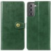 VSETKONAMOBIL 29390 LEATHER BUCKLE Peňaženkový obal Samsung Galaxy S21 5G zelený