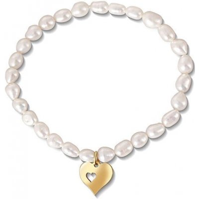 JwL Luxury Pearls náramok z pravých perál s pozláteným srdiečkom JL0691