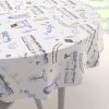 Biante Detský bavlnený okrúhly obrus Sandra SA-690 Modré vláčiky s lietadielkami na bielom Ø 150 cm