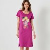 Blancheporte krátka s potlačou roziet a krátkymi rukávmi purpurová