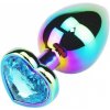 Kovový análny kolík Rainbow Large Butt Plug & Crystal Heart